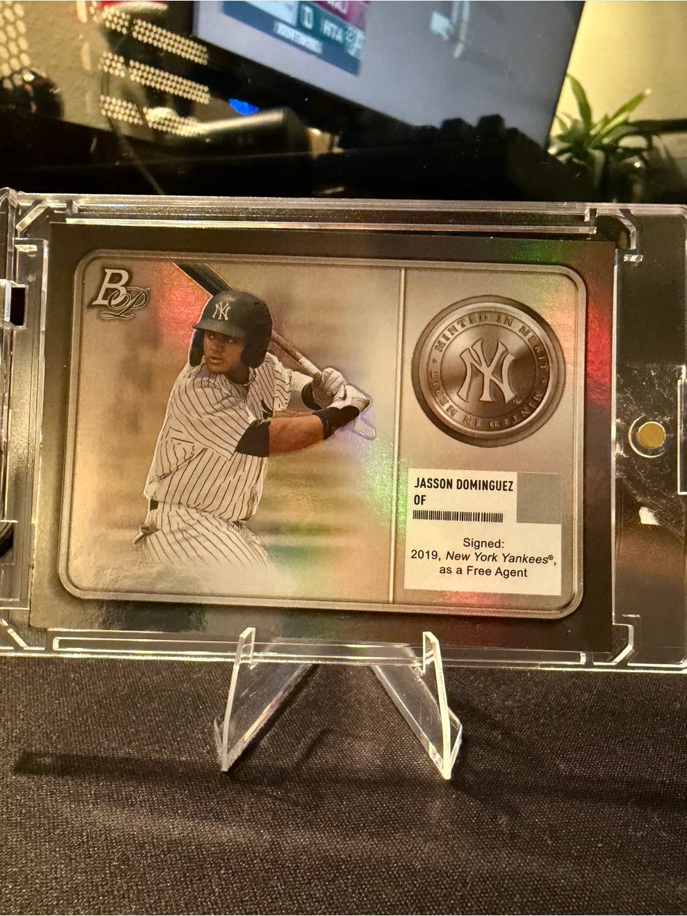 Topps Jasson Dominguez 2022 Bowman Platinum Minted in Merit Card